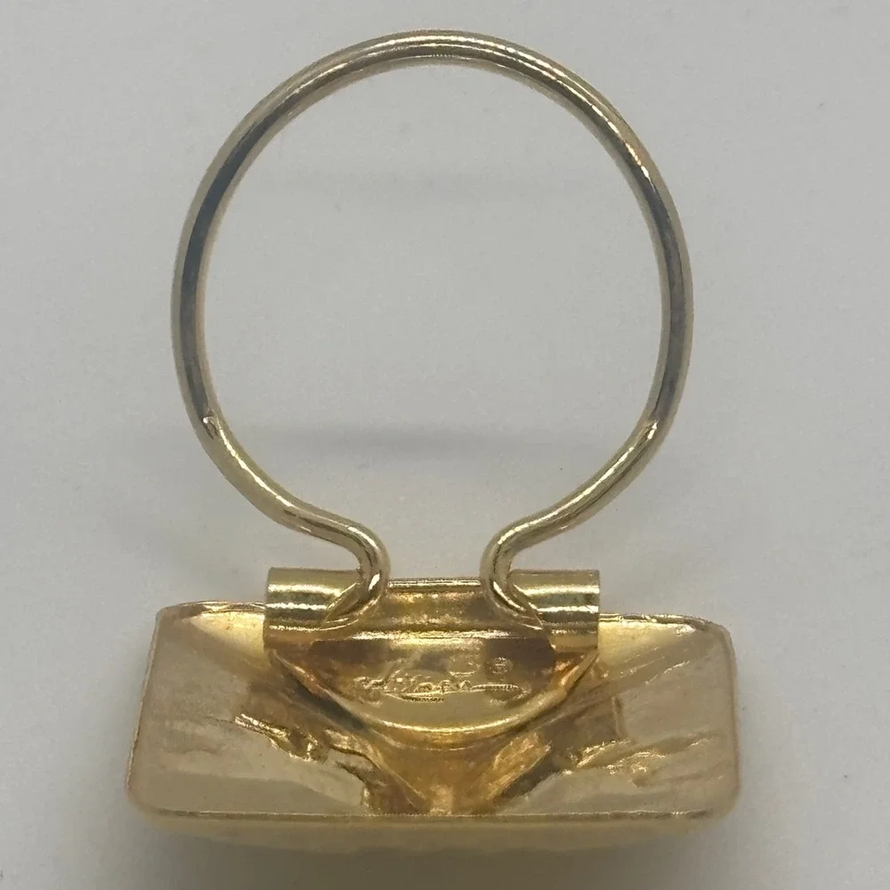 Vintage Kathie Lee Scarf Clip Gold Tone Hammered Square Geometric Accessory